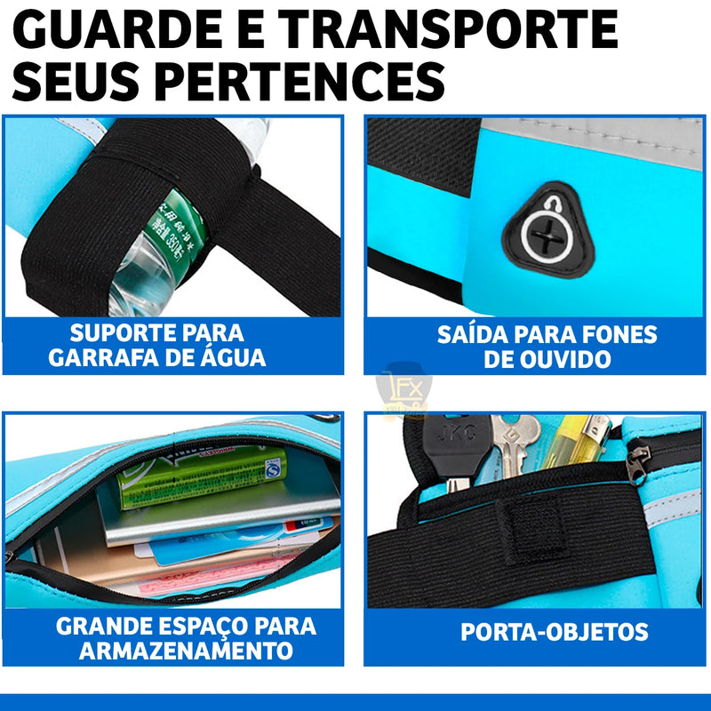 Cinto Esportivo Multifuncional – Suporte para Celular, Garrafa e Acessórios