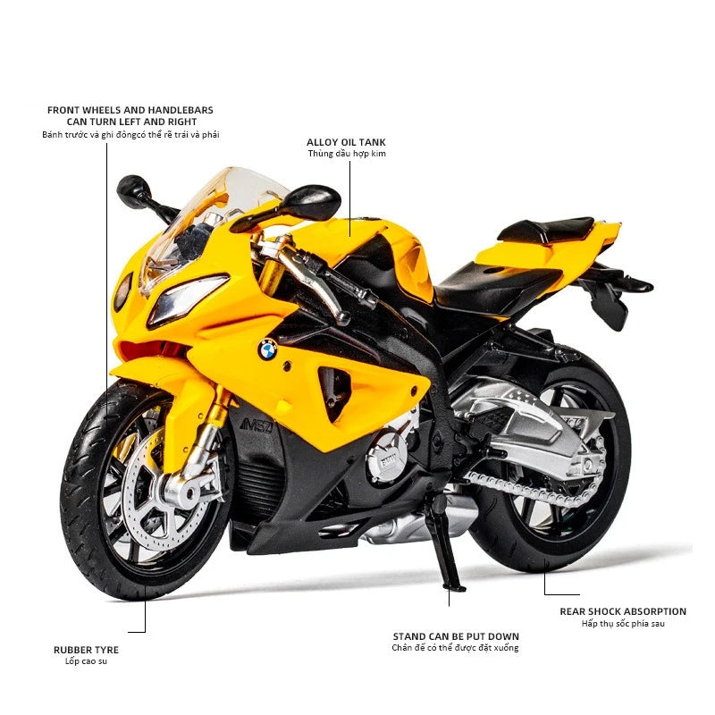 🏍️ Miniatura Moto BMW S1000RR 1:12 RMZ City – Modelo Super Esportiva Colecionável (Diecast)