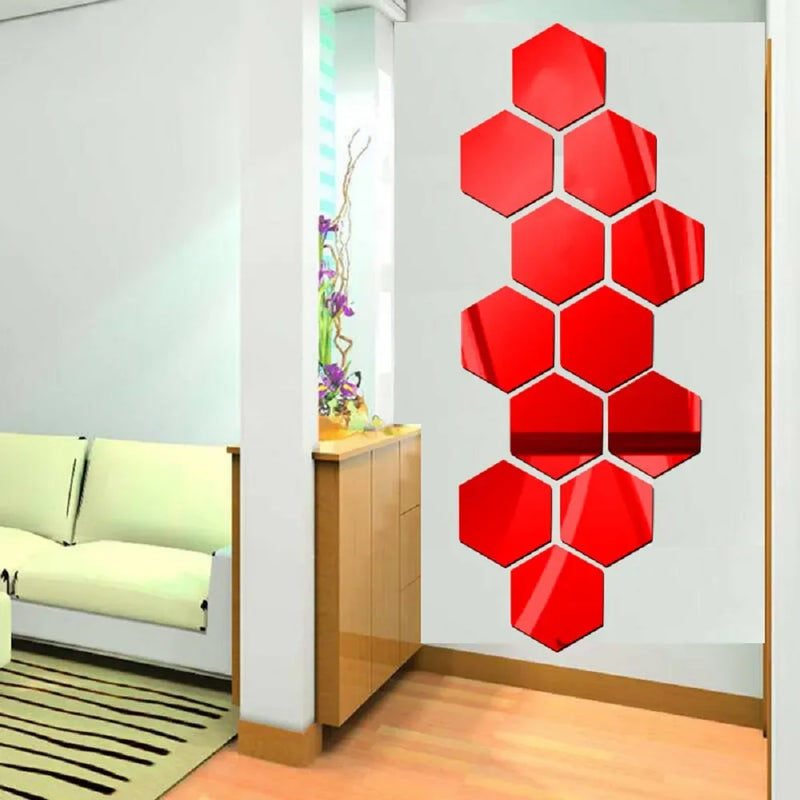 Adesivo de Espelho 3D Hexagonal para Parede - Decoração Moderna e Personalizada