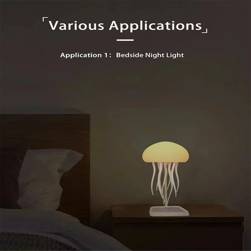 Luminária Noturna de Água-viva Dançante RGB - Controle por Voz e Carregamento Tipo-C!