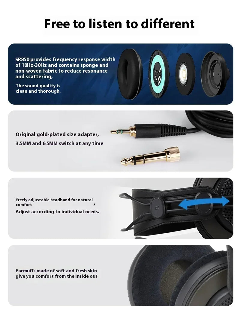SAMSON SR850 Headphones – Fones de Ouvido Semi-Fechados Profissionais para Gravações