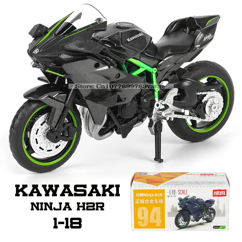 🏍️ Miniaturas de Motos Kawasaki Ninja H2R, Suzuki GSX-R1000 e Yamaha YZF-R1 1:18 MSZ – Modelos Estáticos Colecionáveis (Diecast)