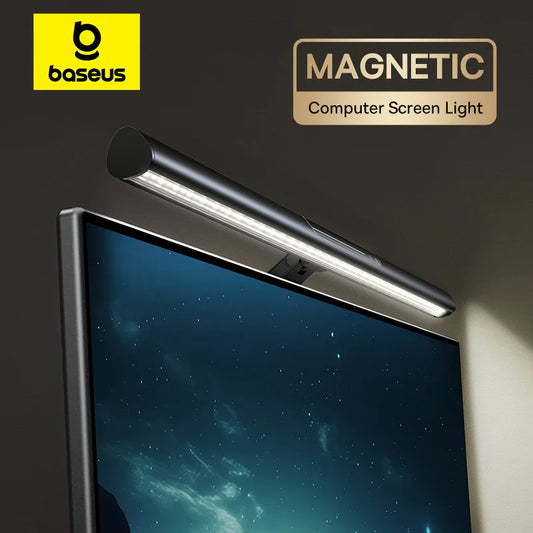 Luminária Magnética Baseus para Tela de Computador – Luz de Mesa LED Ajustável, Controle por Toque e Iluminação para Leitura