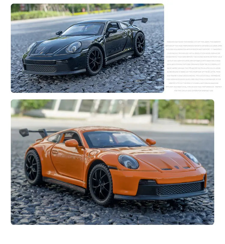 🏎️ Miniatura Porsche 911 GT3 RS 1:32 – Carro Esportivo de Liga Metálica com Som e Luz | Modelo Colecionável | Presente Infantil e Adulto