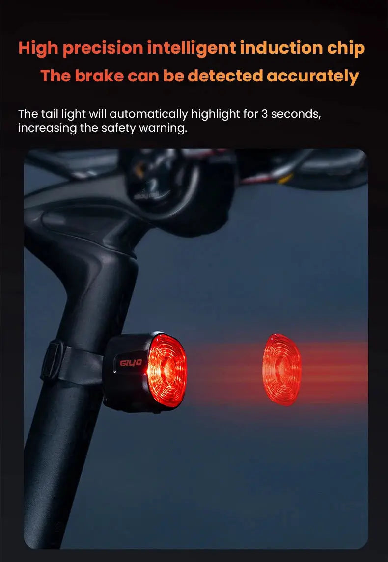 Luz Traseira Inteligente para Bicicleta GIYO – Segurança e Visibilidade com Sensor Automático