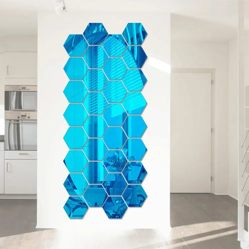 Adesivo de Espelho 3D Hexagonal para Parede - Decoração Moderna e Personalizada