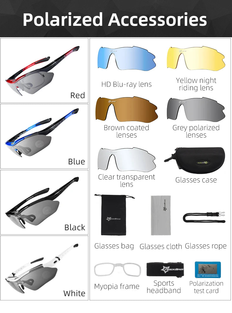 Óculos de Ciclismo ROCKBROS Polarizados – Proteção e Desempenho para Ciclistas