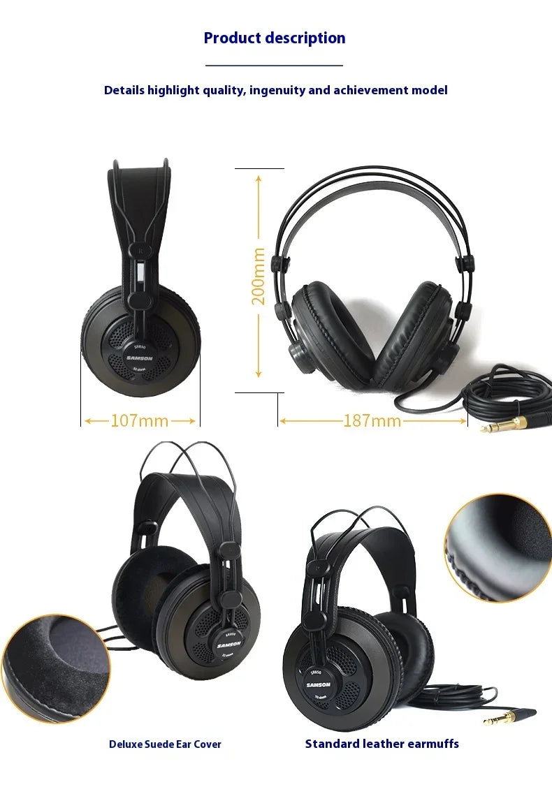 SAMSON SR850 Headphones – Fones de Ouvido Semi-Fechados Profissionais para Gravações