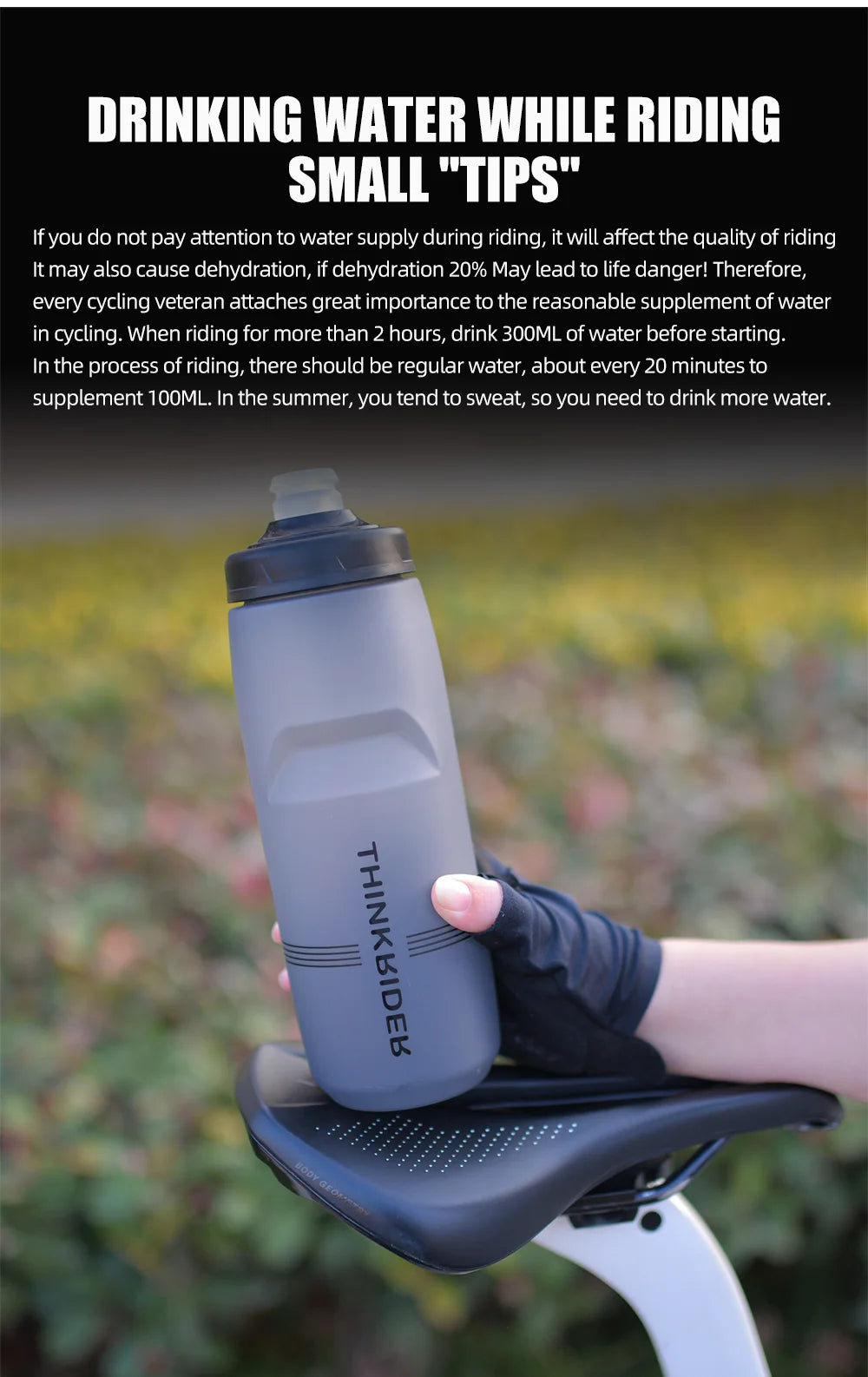 ThinkRider Garrafa de Água para Ciclismo – 620ml/750ml