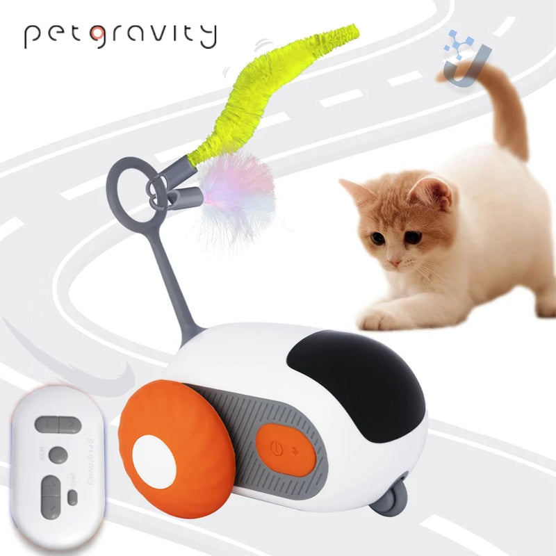 Brinquedo Interativo para Gatos - Carro de Controle Remoto com Rato Automático para Animais de Estimação