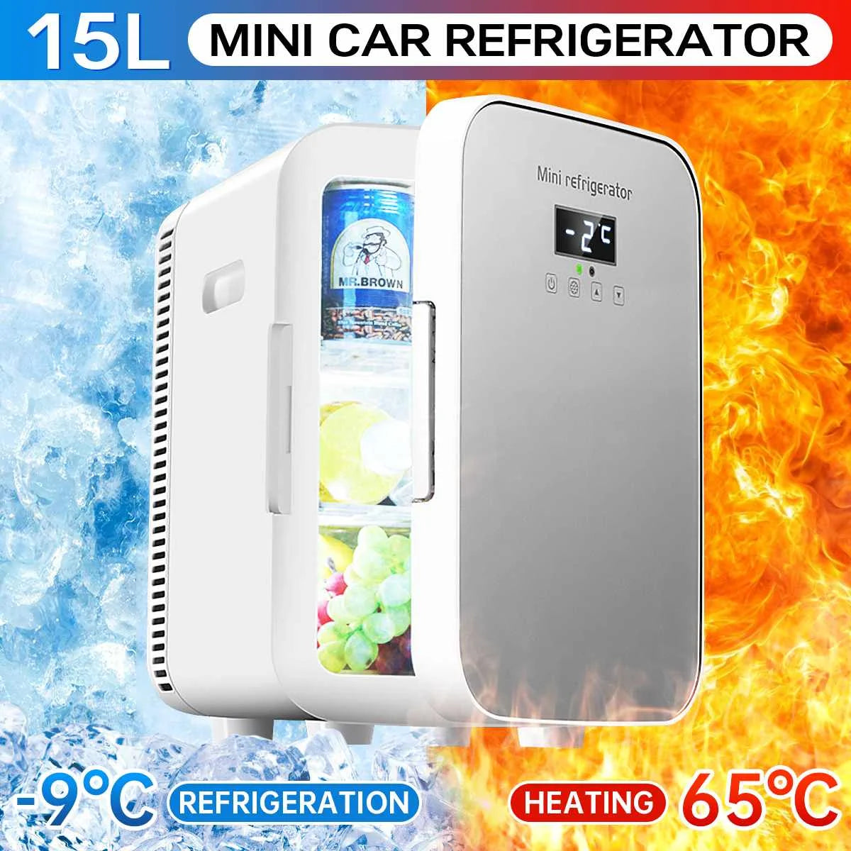 Mini Geladeira Portátil OUTMIX 15L – Refrigeração e Aquecimento para Carro e Casa | Bivolt DC 12-24V / AC 220V