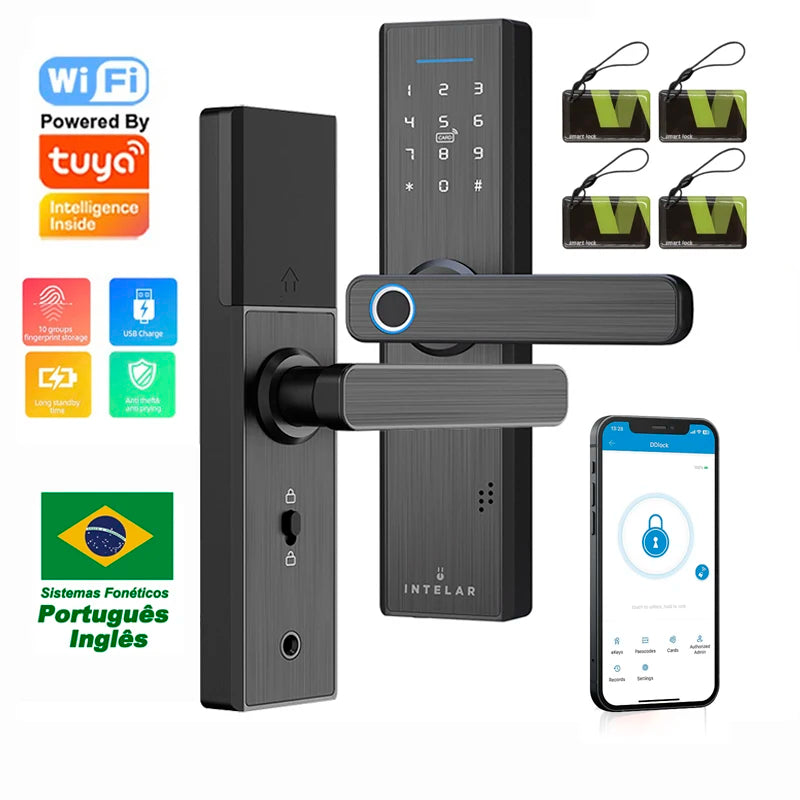 Fechadura Digital Tuya X1 Wi-Fi com Câmera, Biometria e Reconhecimento de Veia | Desbloqueio por App, Senha, Cartão e Chave | IP66 à Prova d’Água