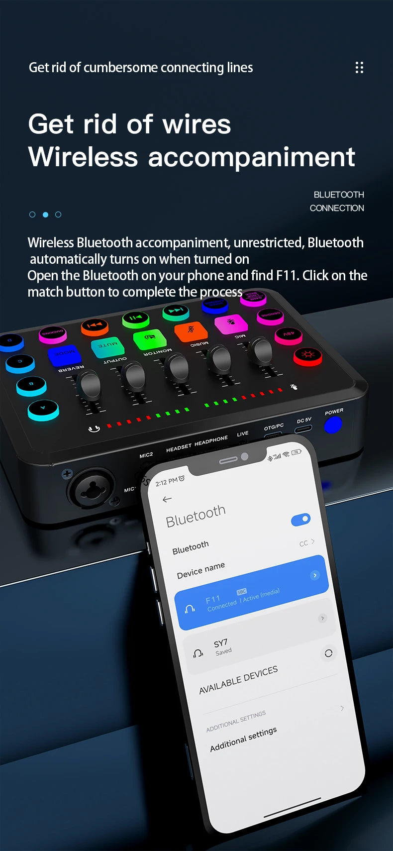 F11 Live Sound Card Streaming – Mixagem Profissional para Streaming e Podcast