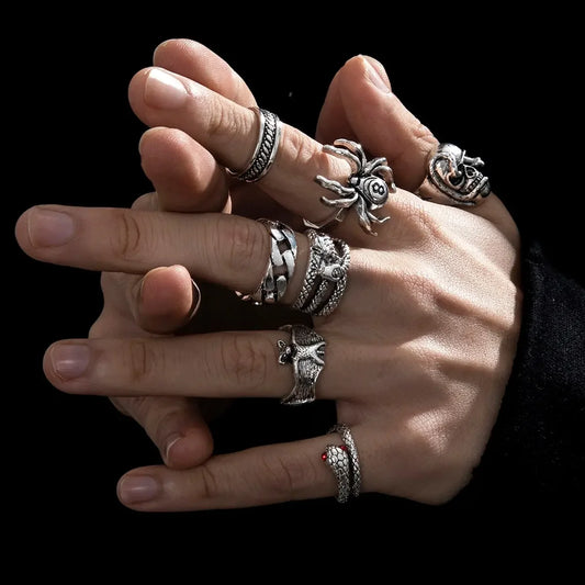 Conjunto de Anéis Góticos Punk - Estilo Vintage