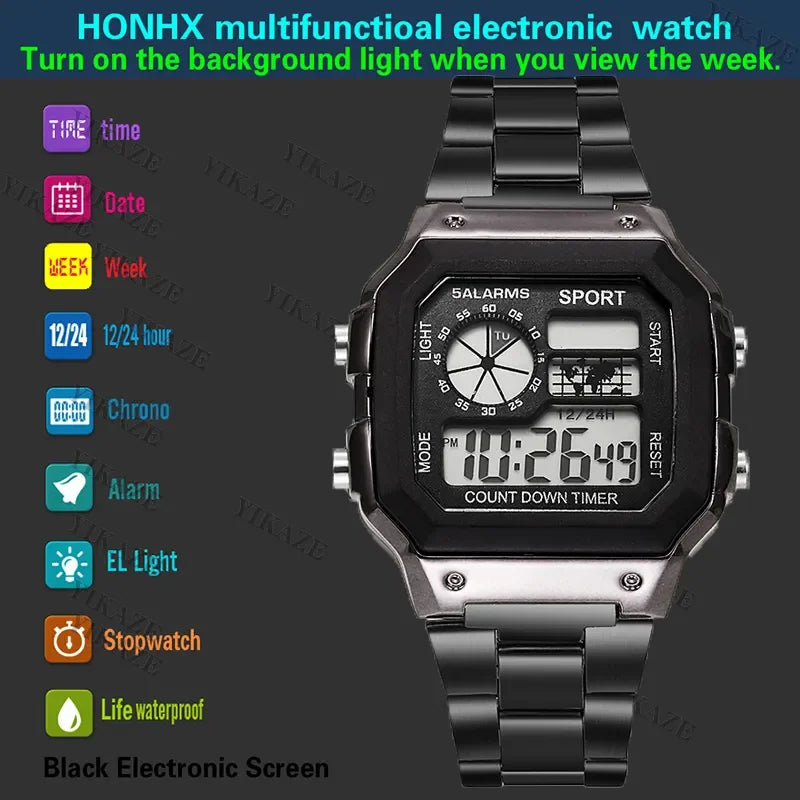 Relógio Esportivo Masculino YIKAZE Luxury Stainless Steel