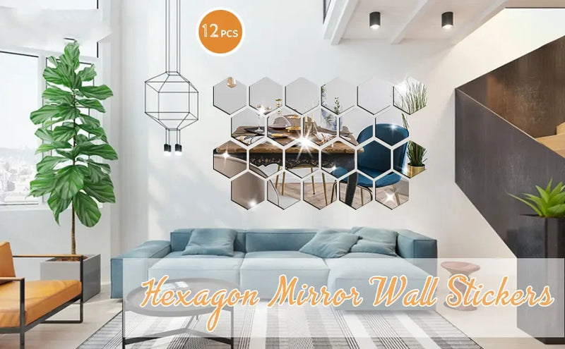 Adesivo de Espelho 3D Hexagonal para Parede - Decoração Moderna e Personalizada