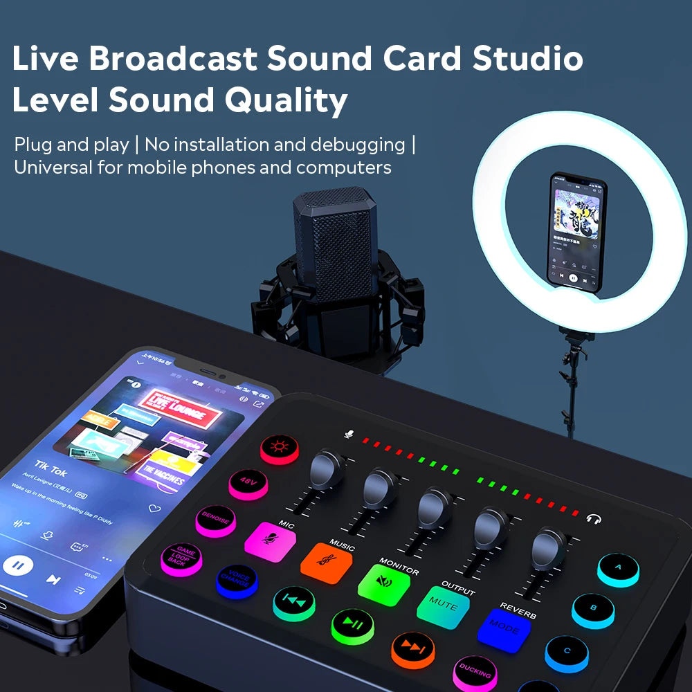 F11 Live Sound Card Streaming – Mixagem Profissional para Streaming e Podcast