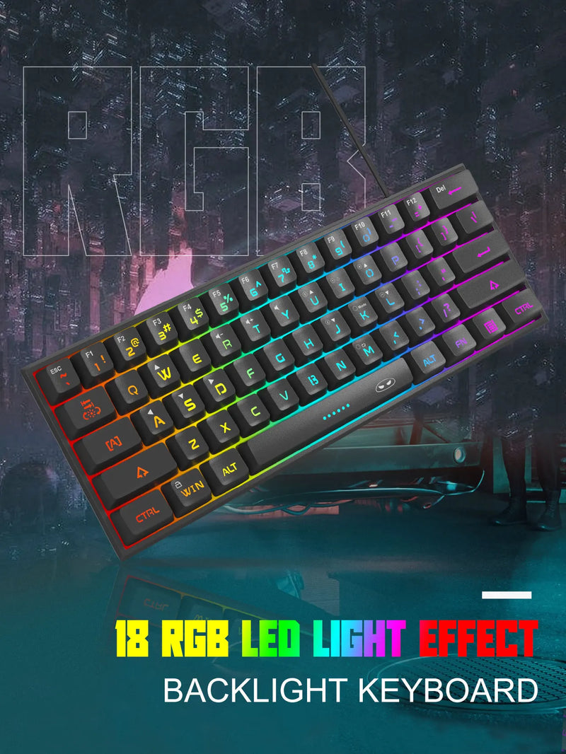 MageGee Mini 60% Gaming Keyboard – Teclado Compacto e Ergonômico com Retroiluminação RGB