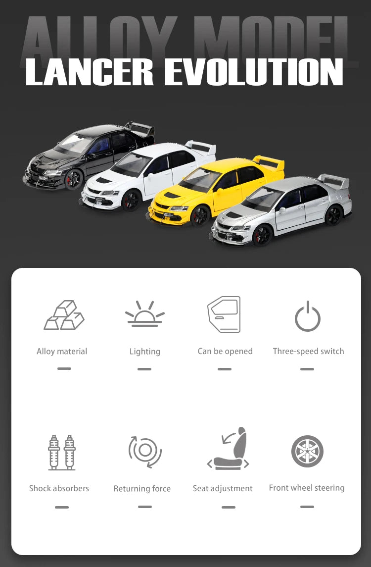 🏎️ Miniatura Mitsubishi Lancer Evolution IX 1:32 Maisto – Supercarro JDM com Luz, Som e Volante à Direita (Diecast)