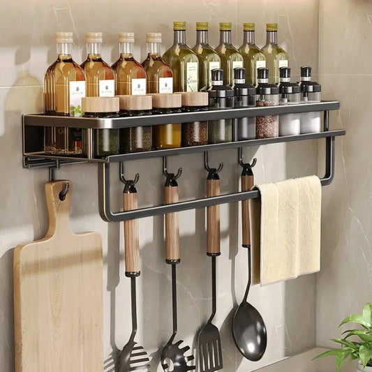 Kitchen Shelf Spice Storage Rack - Wall-mounted Kitchen Organizer