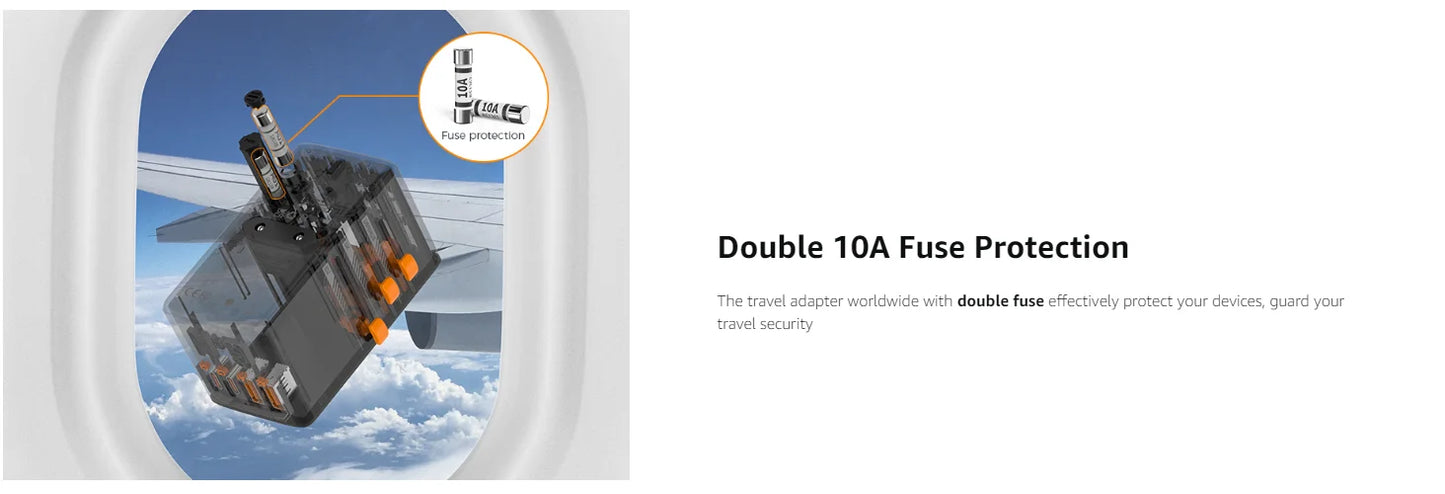 TESSAN 100W GaN Universal Travel Adapter – Carregue com Facilidade em Qualquer Lugar!