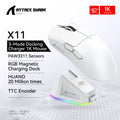 Mouse Gamer Attack Shark X11 Wireless - Conexão Tri-Mode 2.4GHz/Wired/Bluetooth PAW3311 22000DPI RGB para PC