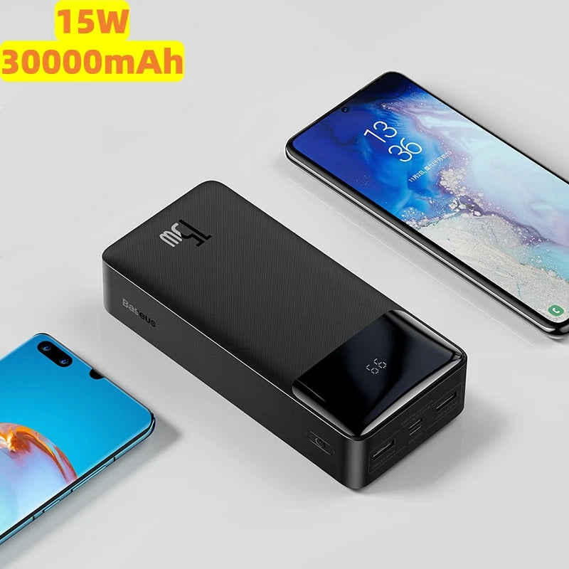 Baseus 30000mAh Power Bank Portable Charger External Battery Fast Charging Pack Powerbank For POCO Xiaomi mi PoverBank
