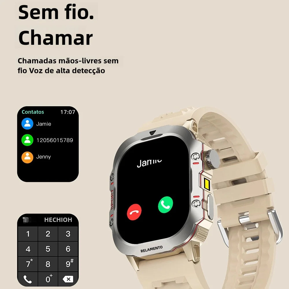 Smartwatch Esportivo 2.01" com Monitor de Saúde e Chamadas Bluetooth