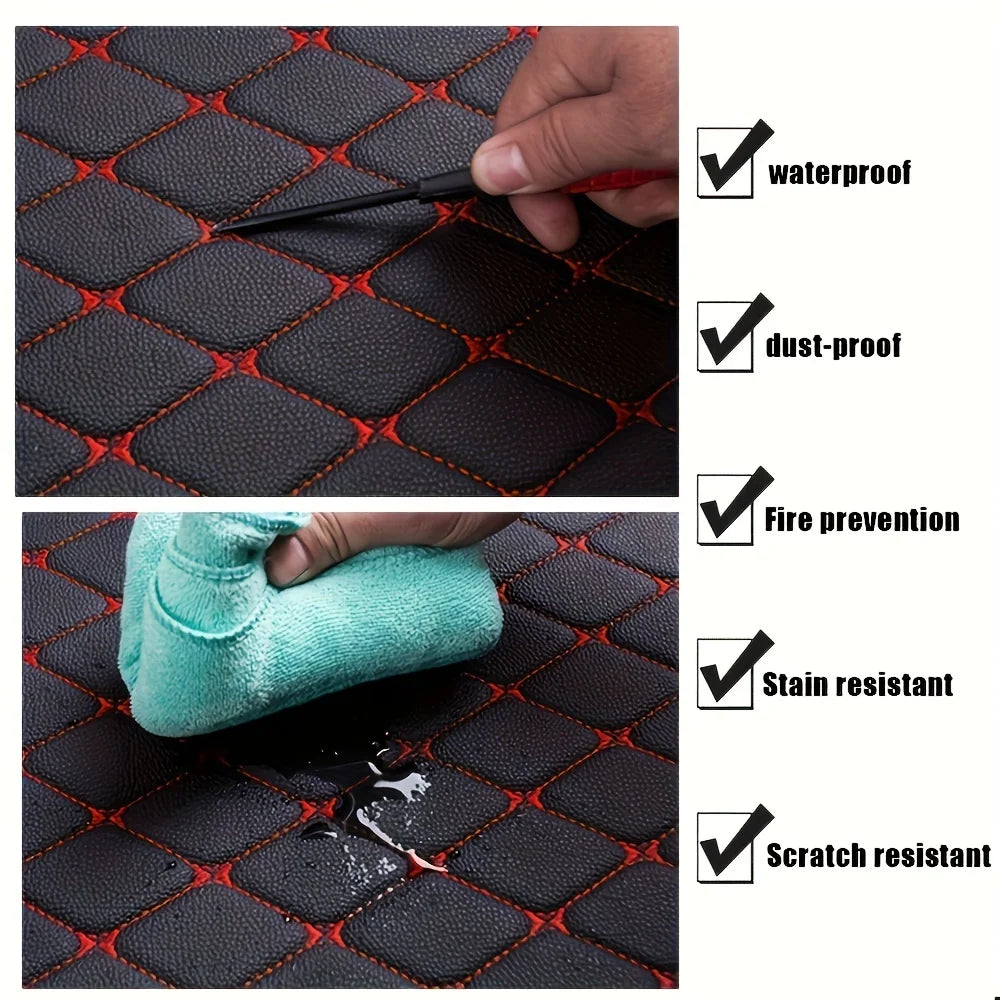 Kit com 5 Tapetes de Carro Universais em Couro Sintético – Impermeáveis, Elegantes e de Alta Proteção