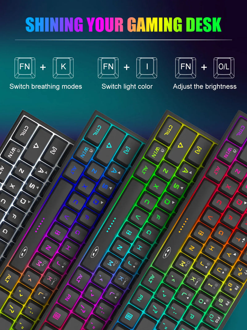 MageGee Mini 60% Gaming Keyboard – Teclado Compacto e Ergonômico com Retroiluminação RGB