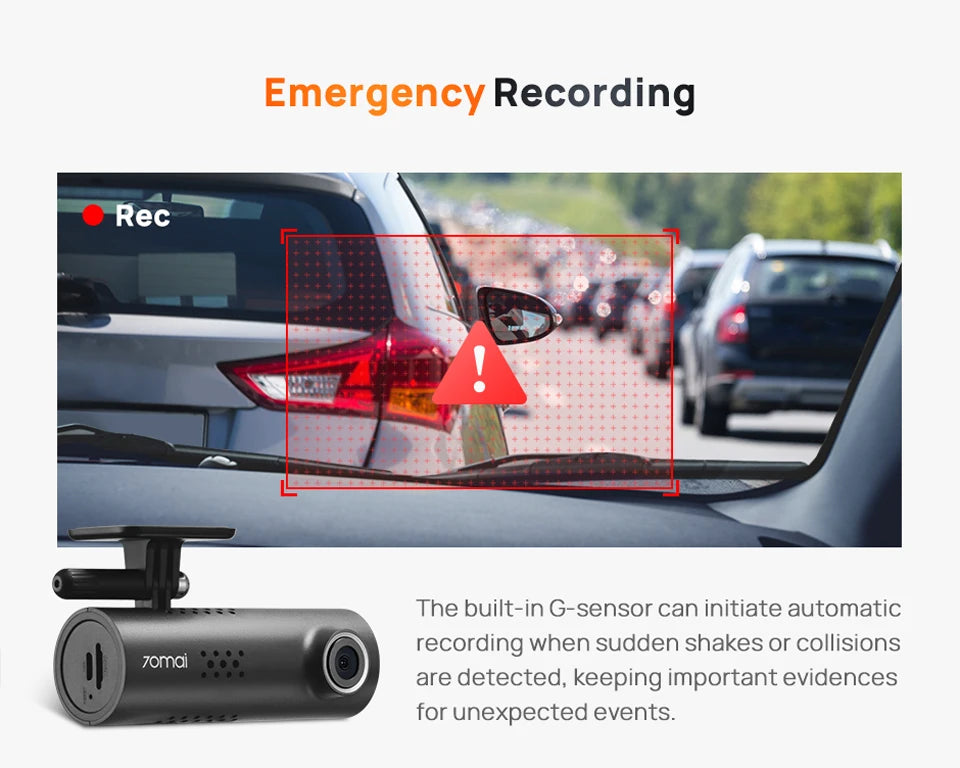 70mai Dash Cam M200 – Câmera Veicular com Wi-Fi, Controle por Voz e Visão Noturna em Full HD