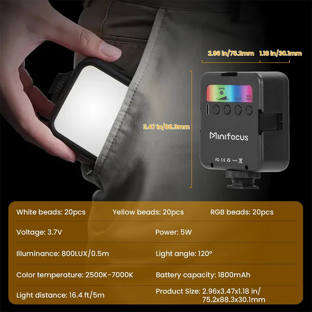 Mini RGB Video Light - Iluminação Profissional Compacta