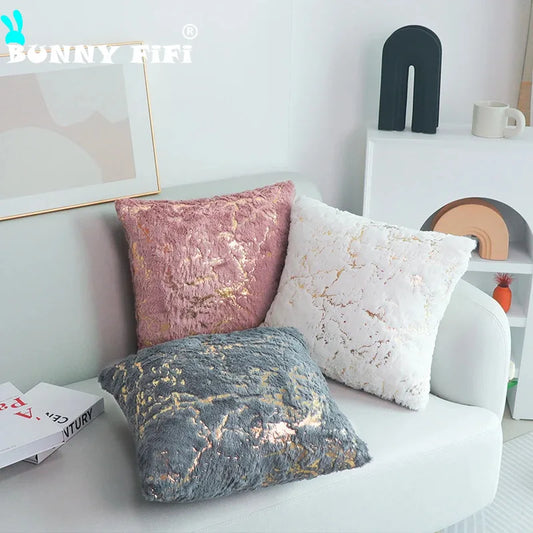 Capa de Almofada Estilo Nórdico com Estampa Dourada - Transforme sua Casa com Elegância!