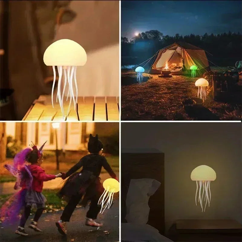 Luminária Noturna de Água-viva Dançante RGB - Controle por Voz e Carregamento Tipo-C!