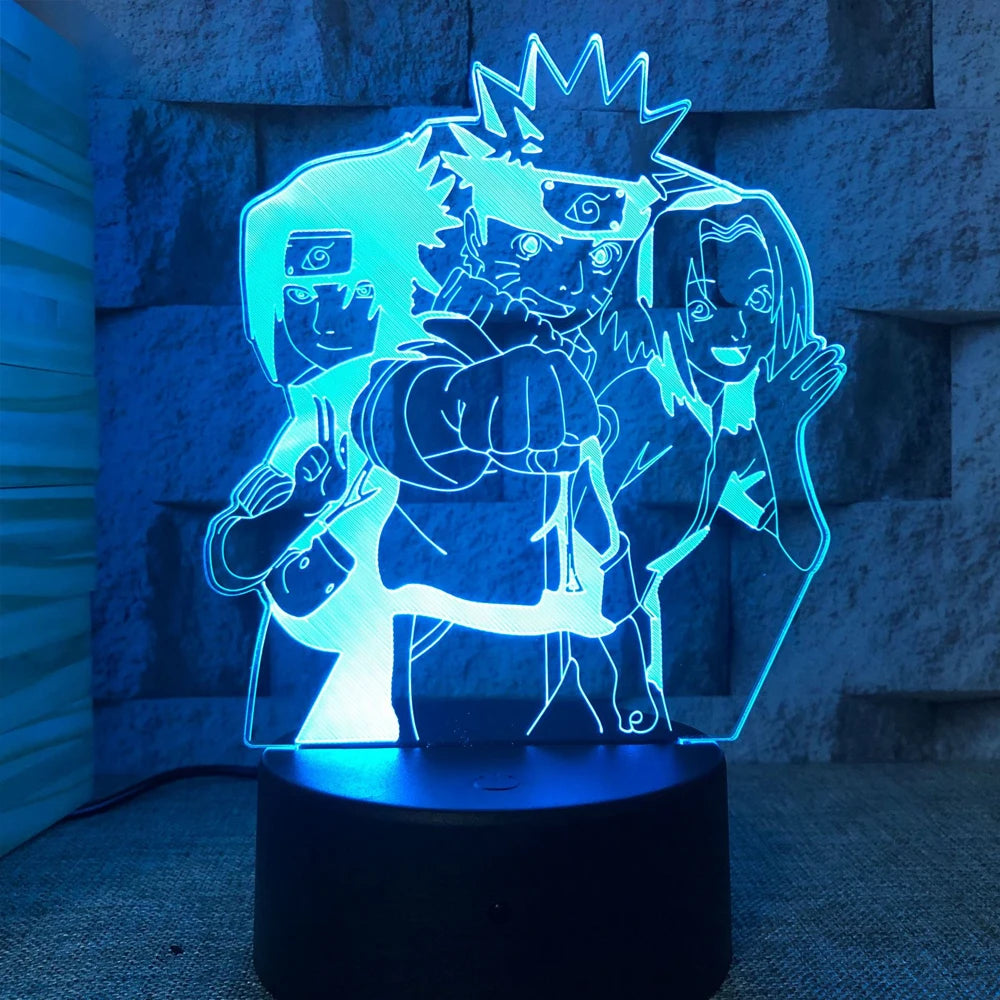 Lâmpada LED Naruto Uzumaki 3D - Akatsuki, Kakashi Hatake e Itachi Uchiha