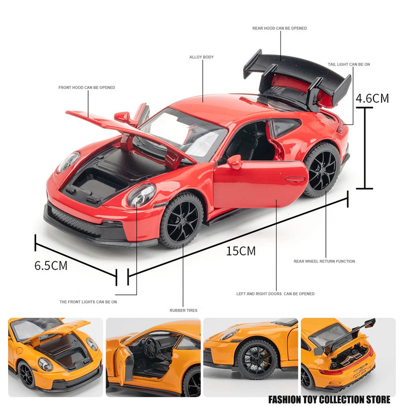 🏎️ Miniatura Porsche 911 GT3 Sport 1:32 MAKEDA – Modelo Esportivo com Luz e Som (Diecast)