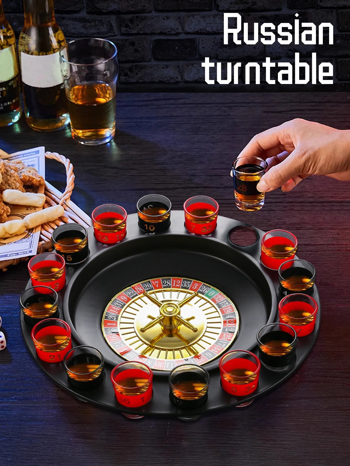 Jogo de Roleta de Bebida Russa – 16 Copos de Shot