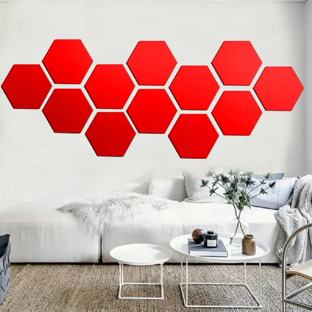 Adesivo de Espelho 3D Hexagonal para Parede - Decoração Moderna e Personalizada