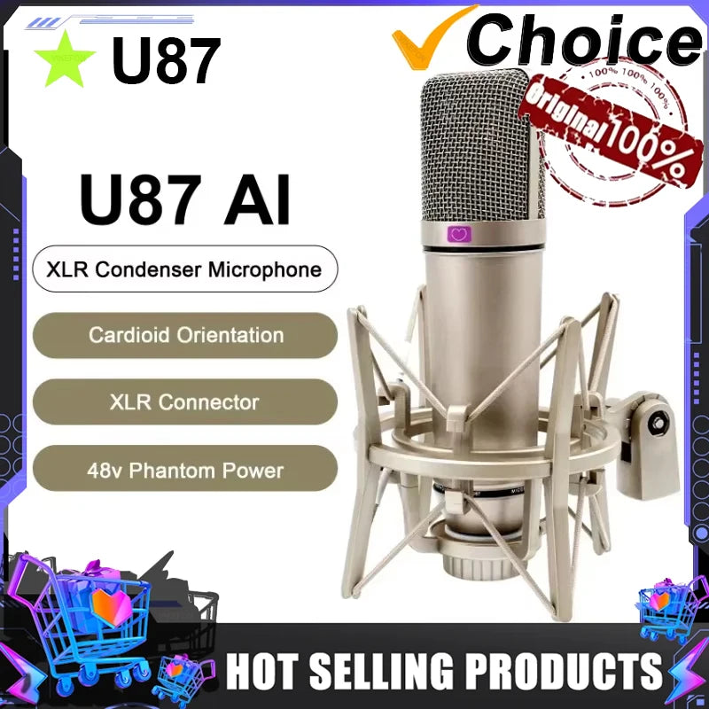 Condenser Microphone – Microfone Profissional para Gravação, Podcasting, Voz e Transmissão Ao Vivo