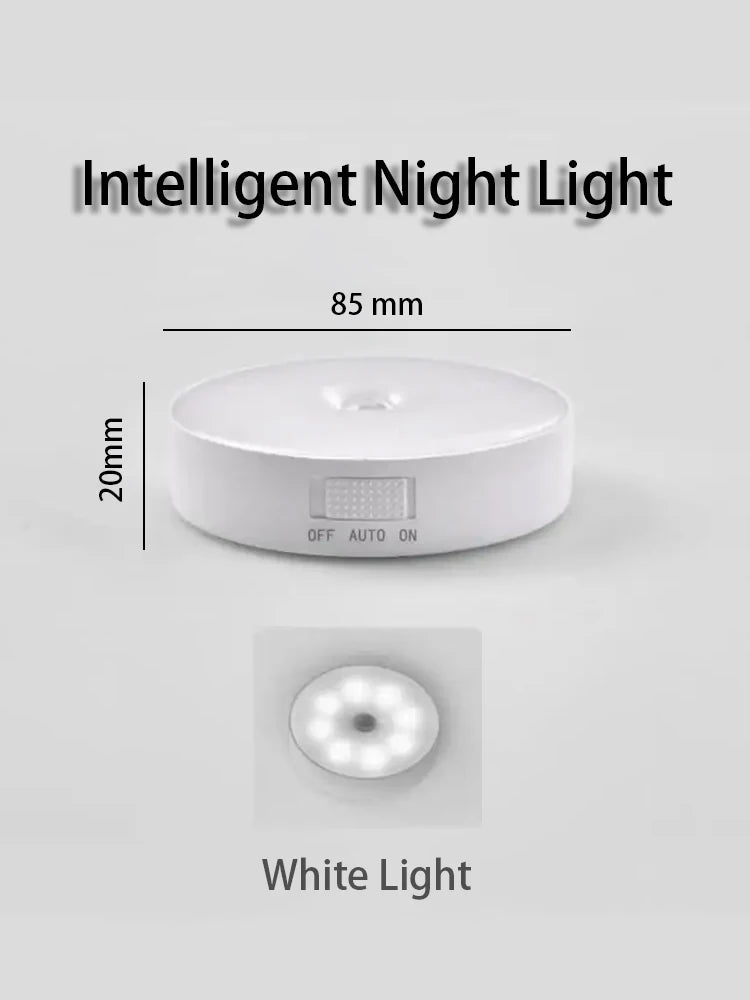 Lâmpada Noturna LED com Sensor de Movimento – Iluminação Automática e Carregamento USB Sem Fio