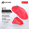 Mouse Gamer Attack Shark X11 Wireless - Conexão Tri-Mode 2.4GHz/Wired/Bluetooth PAW3311 22000DPI RGB para PC