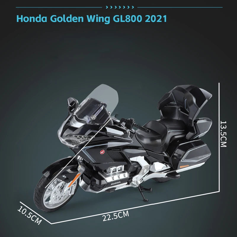 1:11 Honda Gold Wing GL800 2021 Alloy Die Cast Motorcycle Model Vehicle Collection Sound and Light Off Road Autocycle Toys Car