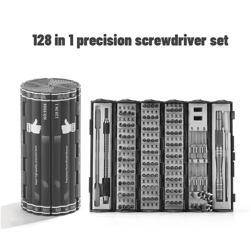 Kit Chave de Precisão 128 em 1 – Solução Profissional para Reparos!