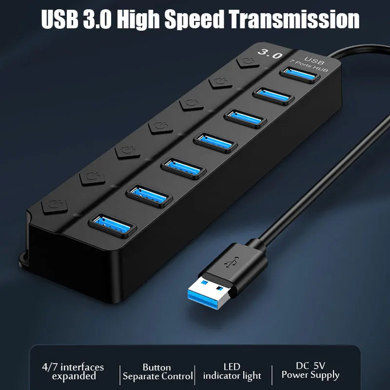 USB 3.0 Power Adapter 4/7 Port Multi USB Splitter Hub