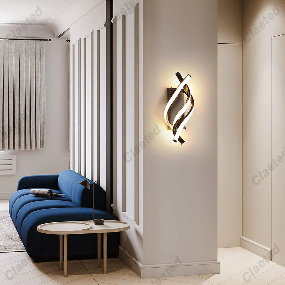 Lâmpada de Parede LED Espiral Curvada – Design Moderno e Elegante para Qualquer Ambiente!
