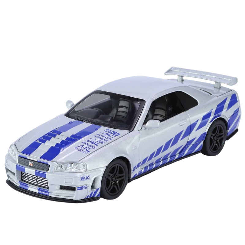 🚗 Miniatura GTR R34 Skyline 1:32 – Carro Colecionável de Liga Metálica | Modelo Fast & Furious | Brinquedo Decorativo