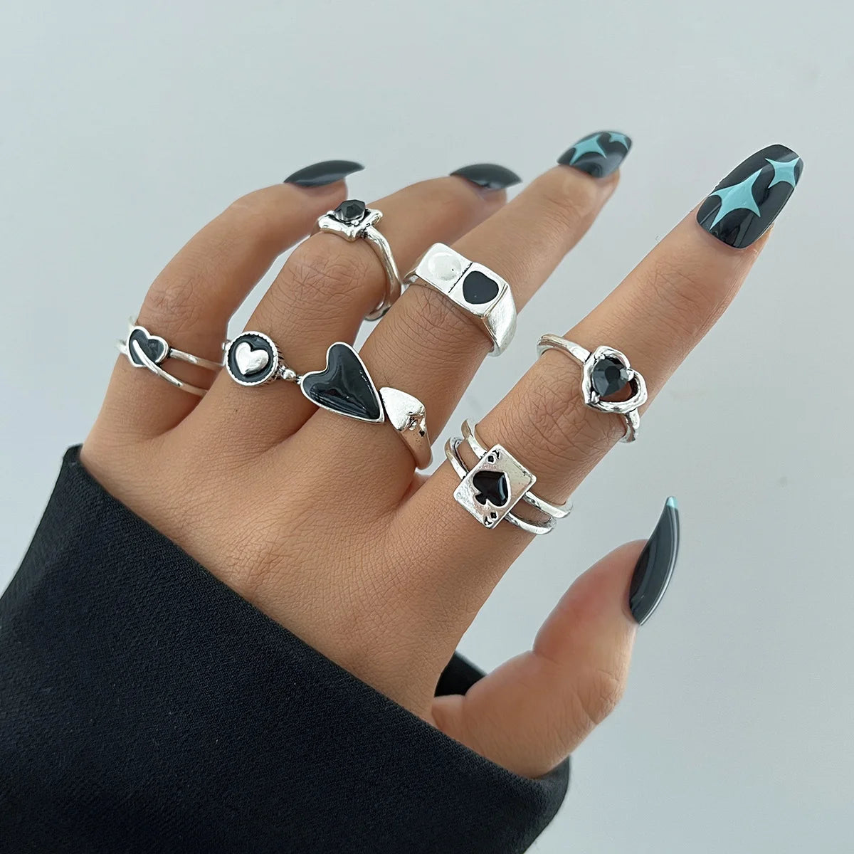 Conjunto de Anéis Góticos Punk - Estilo Vintage
