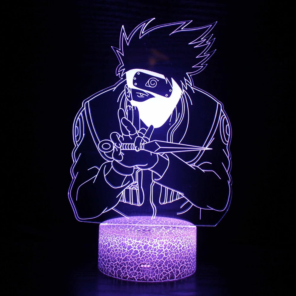 Lâmpada LED Naruto Uzumaki 3D - Akatsuki, Kakashi Hatake e Itachi Uchiha