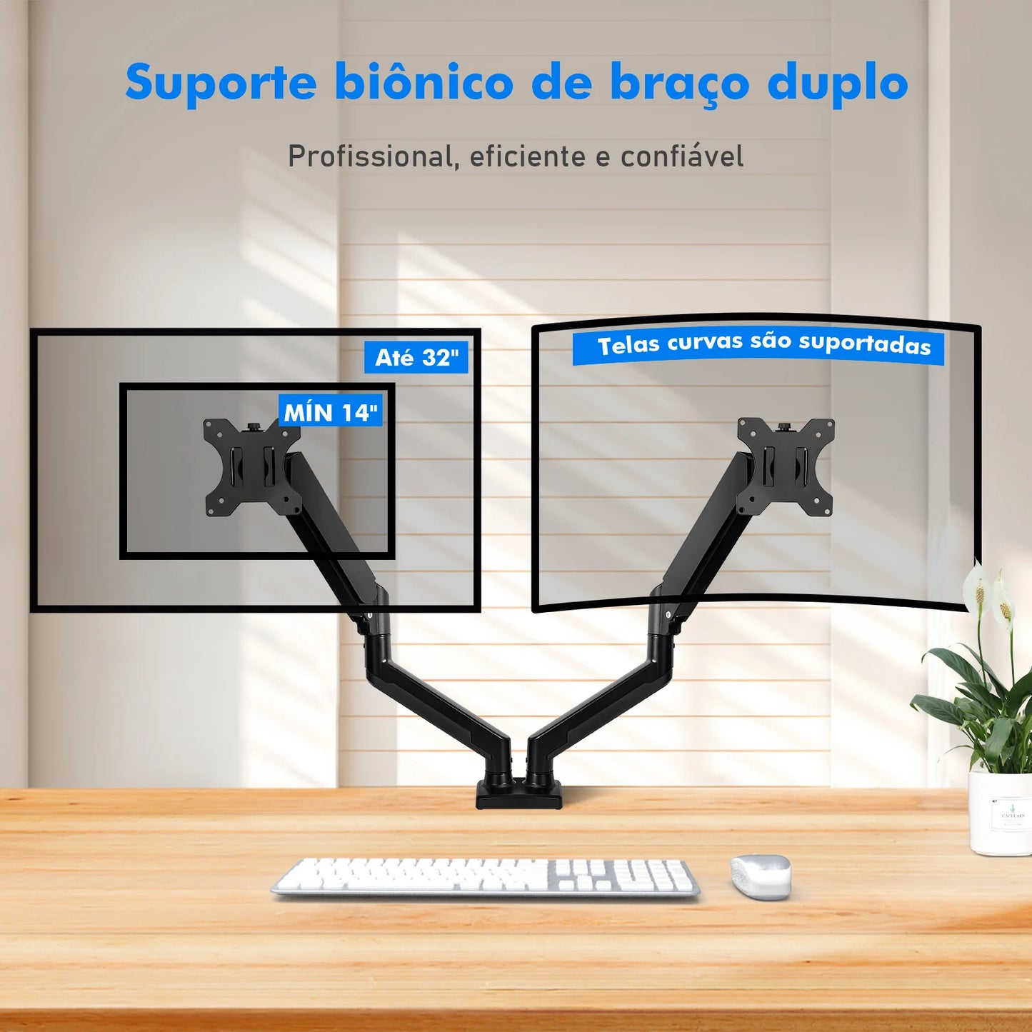 Suporte Articulado para Monitor Duplo – Suporte de Braço para Monitor de 17 a 27 Polegadas