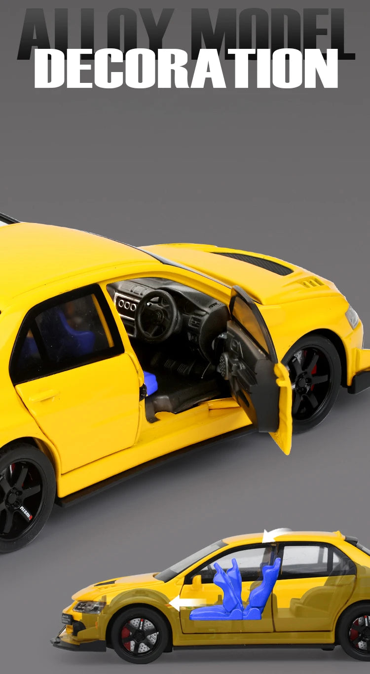 🏎️ Miniatura Mitsubishi Lancer Evolution IX 1:32 Maisto – Supercarro JDM com Luz, Som e Volante à Direita (Diecast)